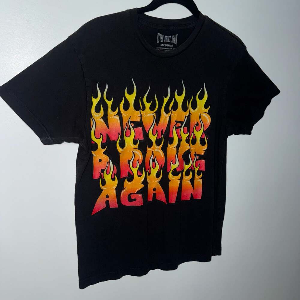 Never Broke Again Flame Graphic T-Shirt Black